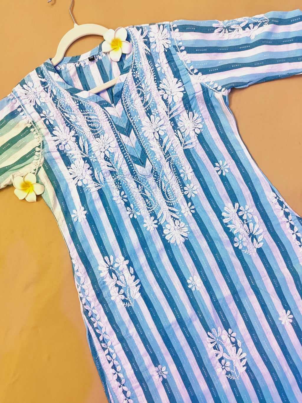 Khadi Cotton Handcrafted Chikankari Kurta Straight Fit - Teal Green