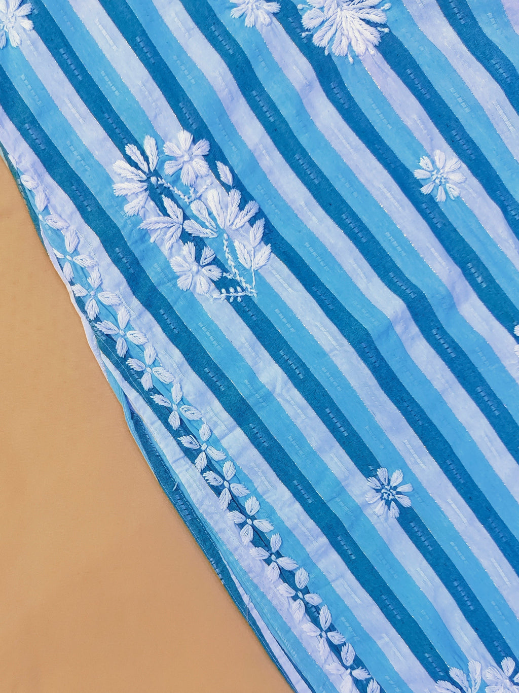 Khadi Cotton Handcrafted Chikankari Kurta Straight Fit - Teal Green