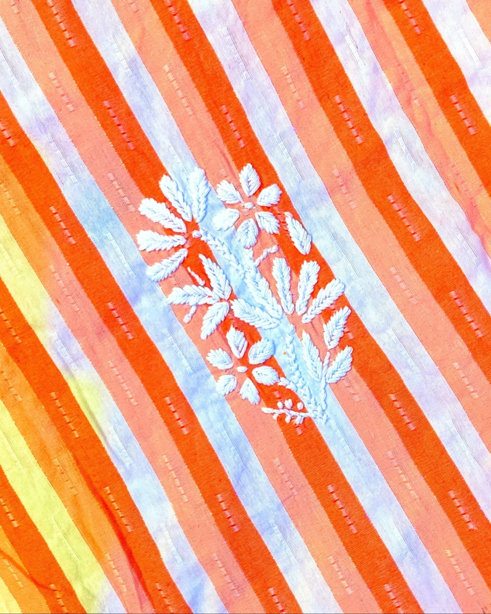 Khadi Cotton Handcrafted Chikankari Kurta Straight Fit - Coral Orange - ADNEET