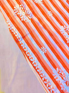 Khadi Cotton Handcrafted Chikankari Kurta Straight Fit - Coral Orange - ADNEET