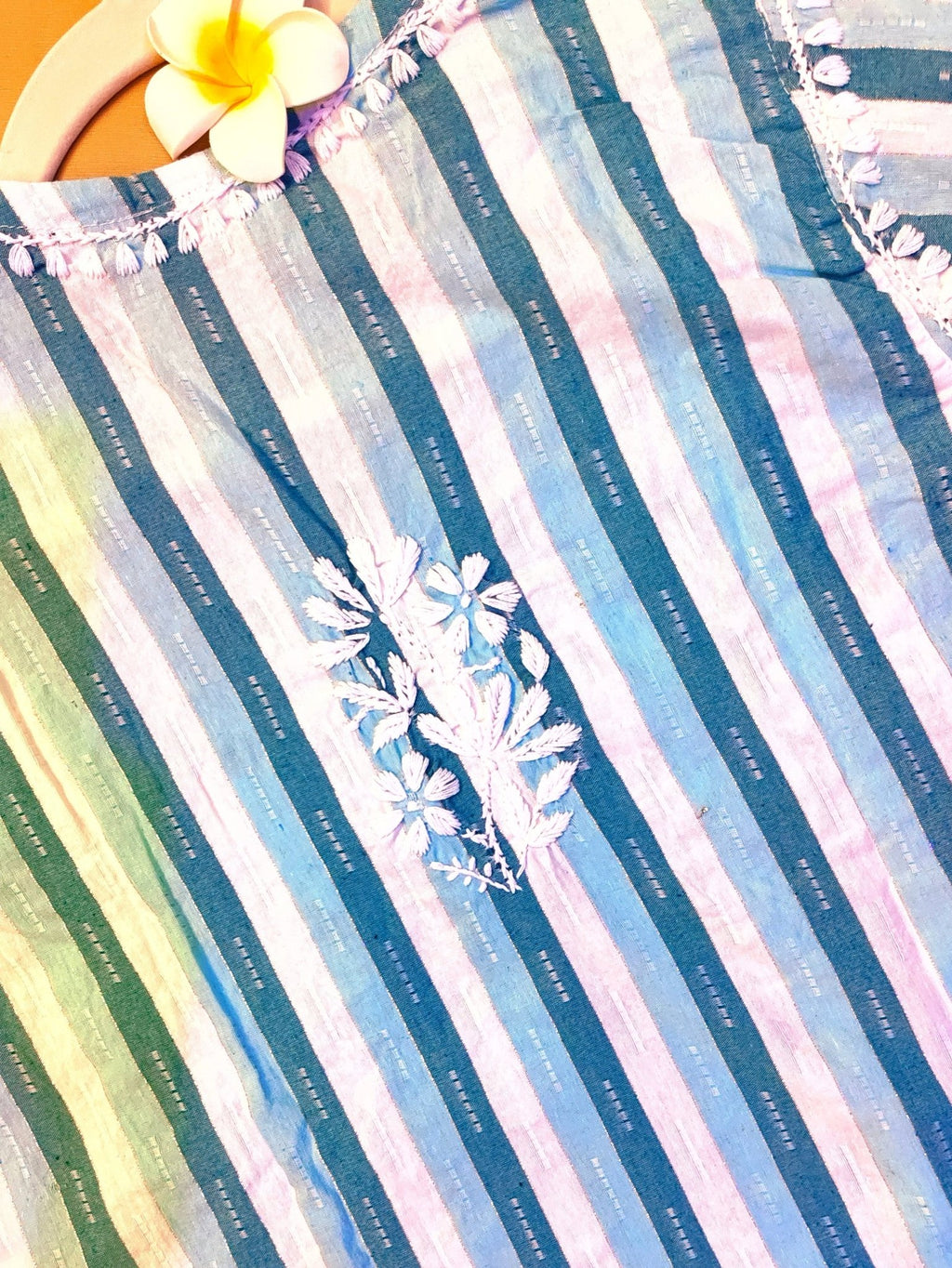 Khadi Cotton Handcrafted Chikankari Kurta Straight Fit - Teal Green - ADNEET