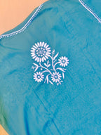 Modal Handcrafted Chikankari Kurta and Palazzo Set - Dusky Blue - ADNEET