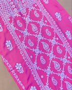 Modal Handcrafted Chikankari Kurta and Palazzo Set - Salmon Pink - ADNEET