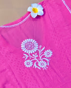 Modal Handcrafted Chikankari Kurta and Palazzo Set - Salmon Pink - ADNEET