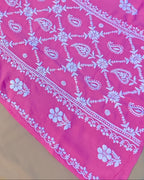 Modal Handcrafted Chikankari Kurta and Palazzo Set - Salmon Pink - ADNEET