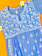 Modal Handcrafted Chikankari Kurta Nayara Cut - Chic Grey - ADNEET