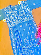 Modal Handcrafted Chikankari Kurta Nayara Cut - Chic Grey - ADNEET