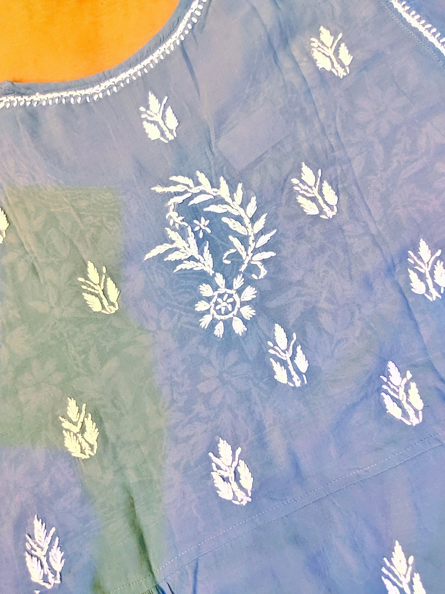 Modal Handcrafted Chikankari Kurta Nayara Cut - Chic Grey - ADNEET