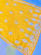 Modal Handcrafted Chikankari Kurta Straight Fit - Pastel Yellow - ADNEET