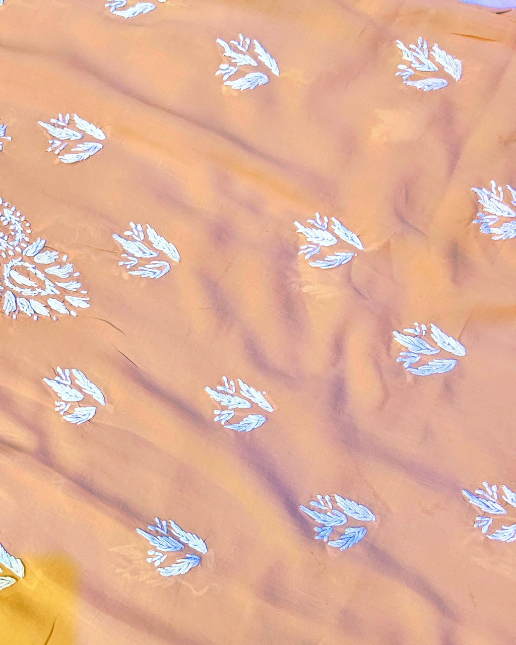 Modal Handcrafted Chikankari Short Kurta - Caramel Beige - ADNEET