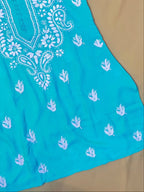 Modal Handcrafted Chikankari Short Kurta - Mint Green - ADNEET