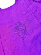 Mul Chanderi Handcrafted Chikankari Kurta Straight Fit - Royal Purple - ADNEET