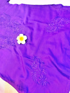 Mul Chanderi Handcrafted Chikankari Ombre Short Kurta - Twilight Violet - ADNEET