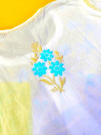 Mul Cotton Handcrafted Chikankari Kurta Straight Fit - Blue & Yellow - ADNEET