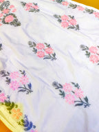 Mul Cotton Handcrafted Chikankari Kurta Straight Fit - Pink & Grey - ADNEET