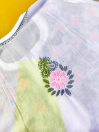 Mul Cotton Handcrafted Chikankari Kurta Straight Fit - Pink & Grey - ADNEET