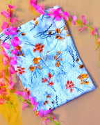 Mulmul Cotton Handcrafted Chikankari Floral Print Short Kurta - White & Yellow - ADNEET