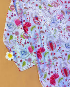 Rayon Handcrafted Chikankari Floral Print Kurta and Palazzo Set - White & Pink - ADNEET