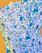 Rayon Handcrafted Chikankari Floral Print Kurta and Palazzo Set - White & Teal Green - ADNEET