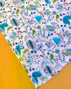 Rayon Handcrafted Chikankari Floral Print Kurta and Palazzo Set - White & Teal Green - ADNEET