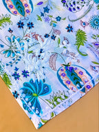 Rayon Handcrafted Chikankari Floral Print Kurta and Palazzo Set - White & Teal Green - ADNEET