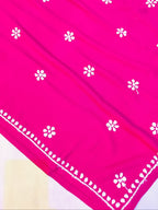 Rayon Handcrafted Chikankari Kurta and Palazzo Set - Hot Pink - ADNEET