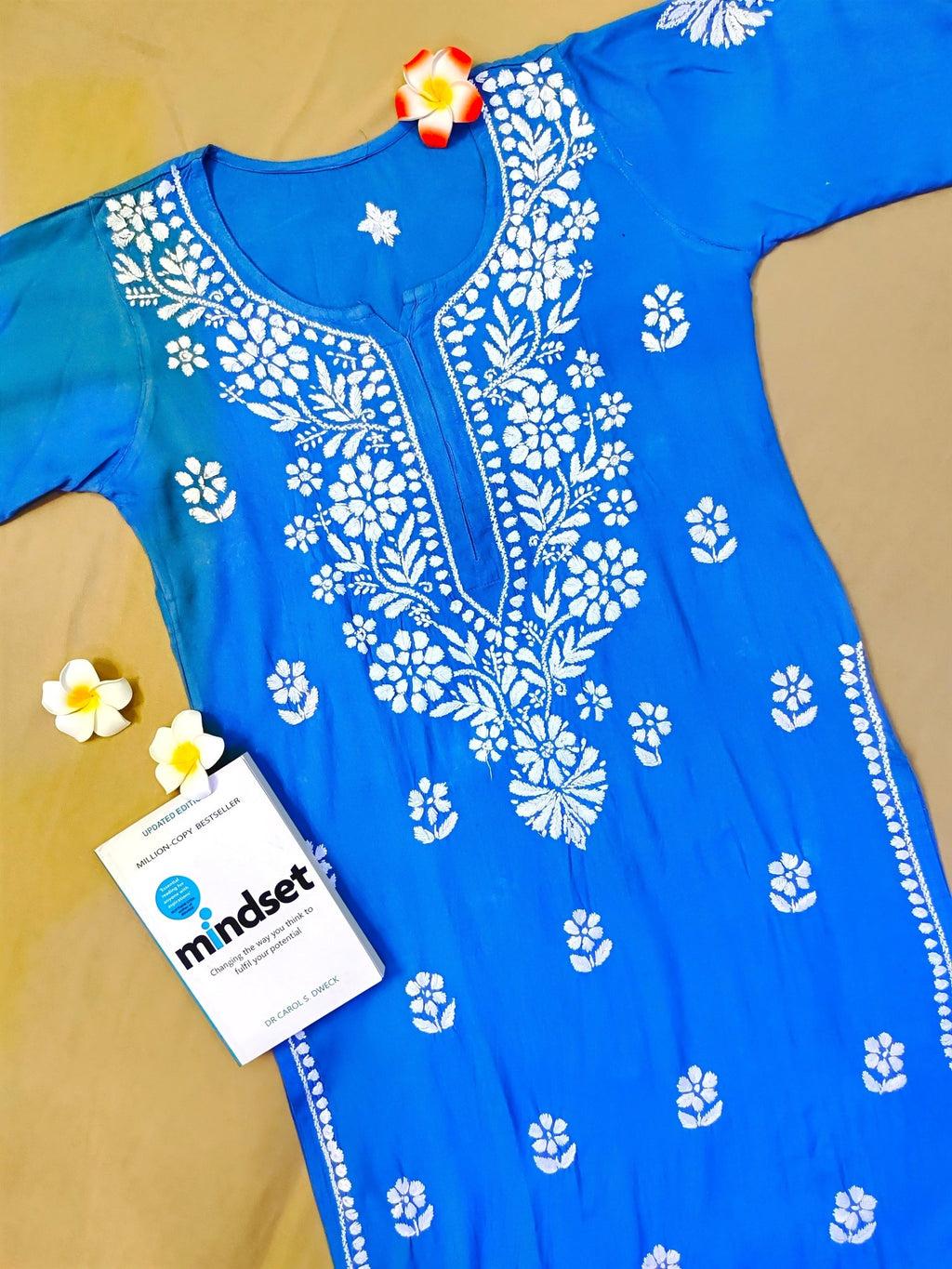 Rayon Handcrafted Chikankari Kurta Straight Fit - Chic Grey - ADNEET