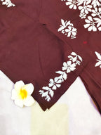 Rayon Handcrafted Chikankari Short Kurta - Caramel brown - ADNEET