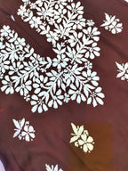 Rayon Handcrafted Chikankari Short Kurta - Caramel brown - ADNEET