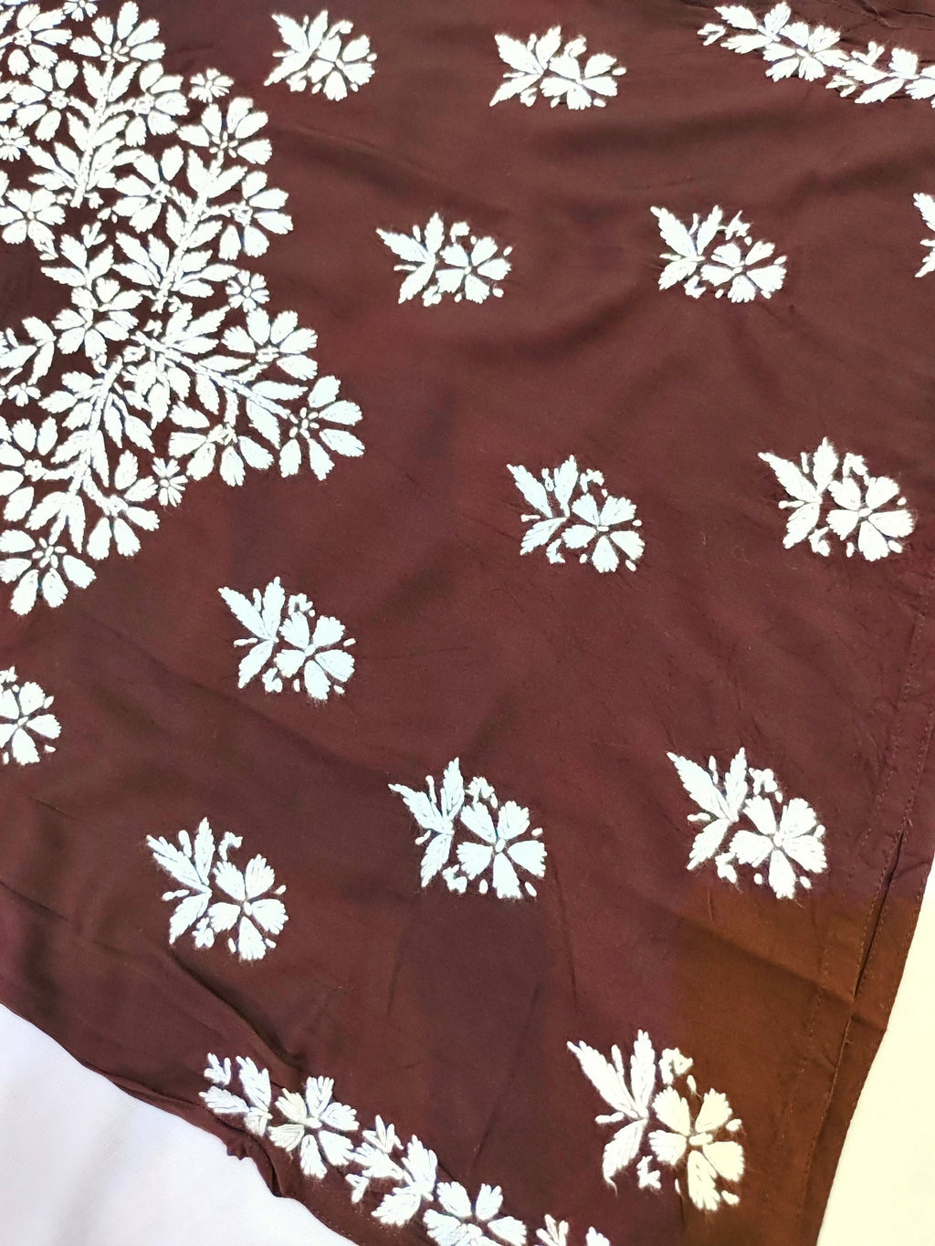 Rayon Handcrafted Chikankari Short Kurta - Caramel brown - ADNEET