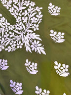 Rayon Handcrafted Chikankari Short Kurta - Olive Green - ADNEET