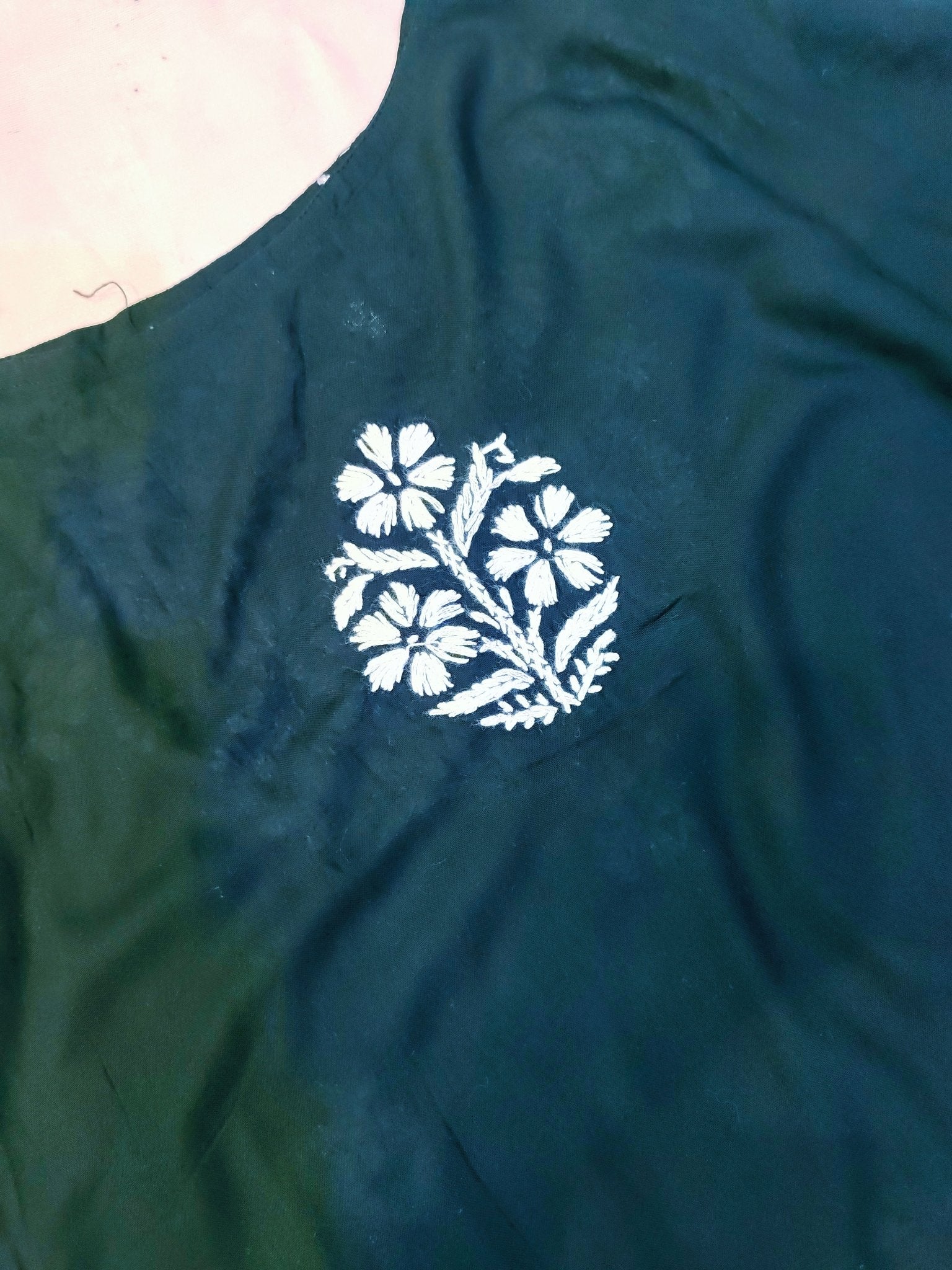 Rayon Handcrafted Strappy Chikankari Short Kurta - Jet Black - ADNEET